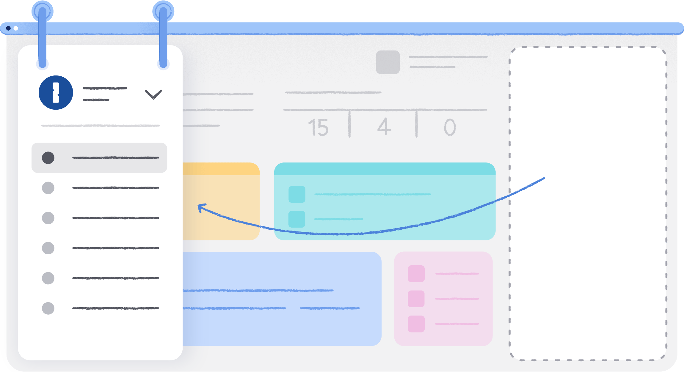 An illustration of the new administrator sidebar, showing how it's moved from the right to the left side of the page.