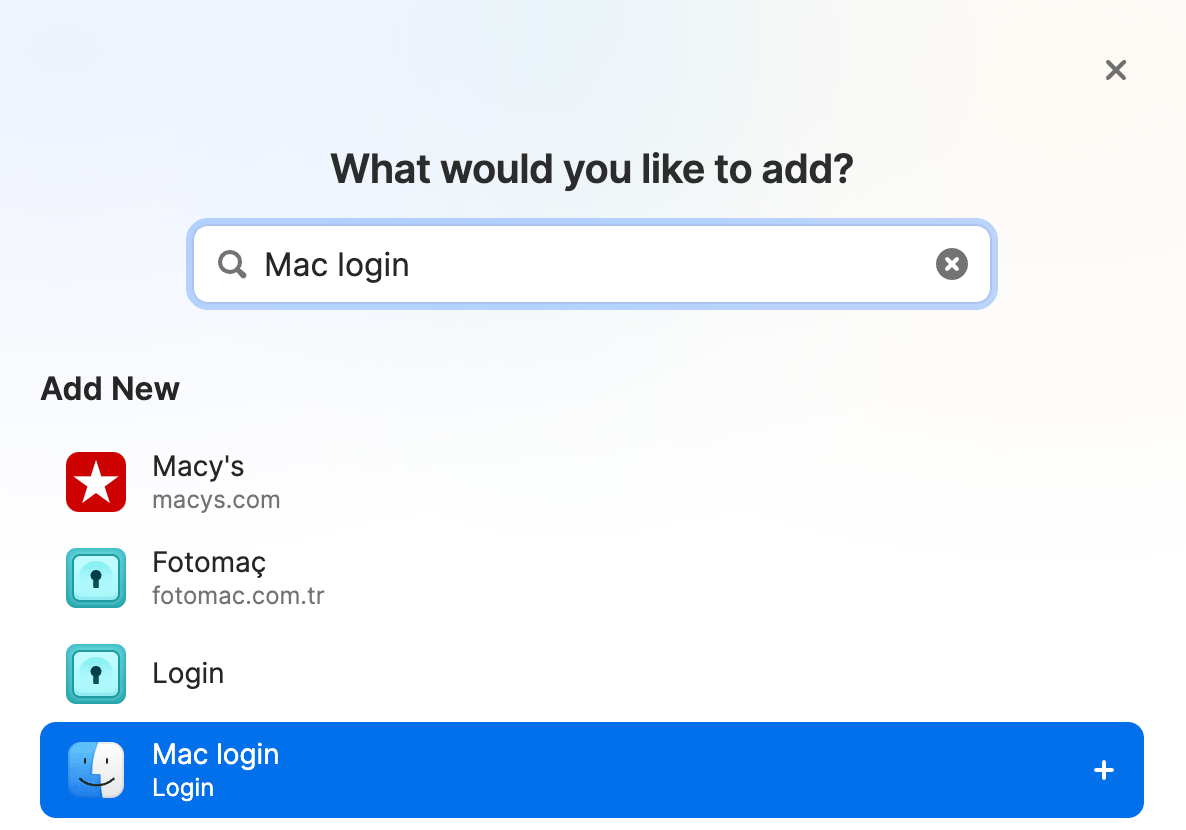 Create a Mac login item in 1Password